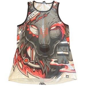 INTO THE AM Wolf Graphic Tank Top Women's Size M All Over‎ Print Sleeveless
